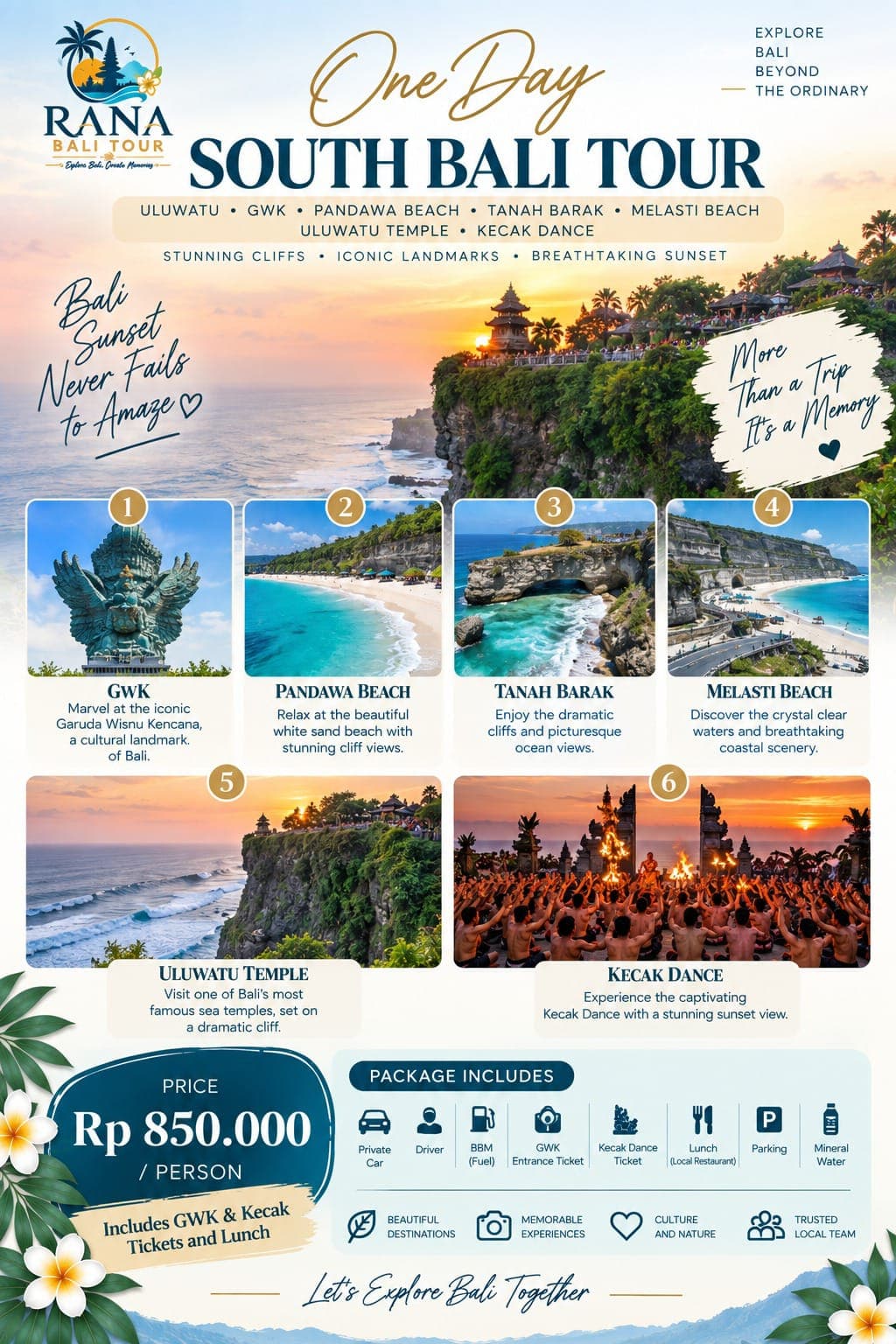 One Day South Bali & Uluwatu Sunset Tour