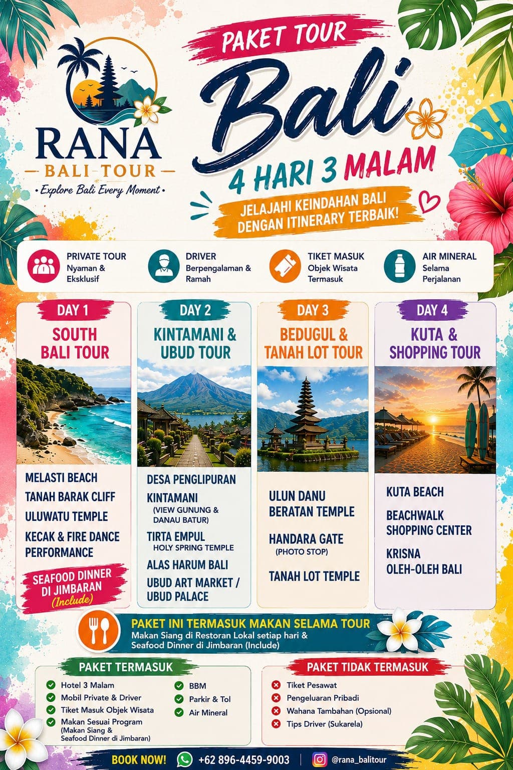 Paket Tour Wisata Bali Lengkap 4 Hari 3 Malam